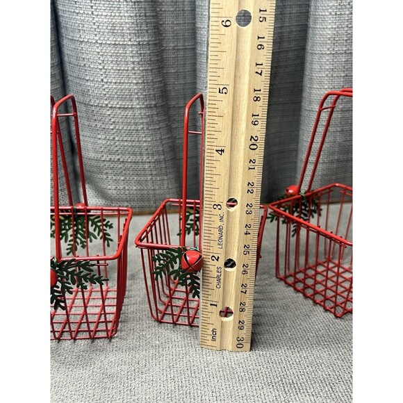 Vintage Mini Metal Christmas Basket Wire Kurt Adler Jingle Bell Holly Lot - Picture 10 of 10